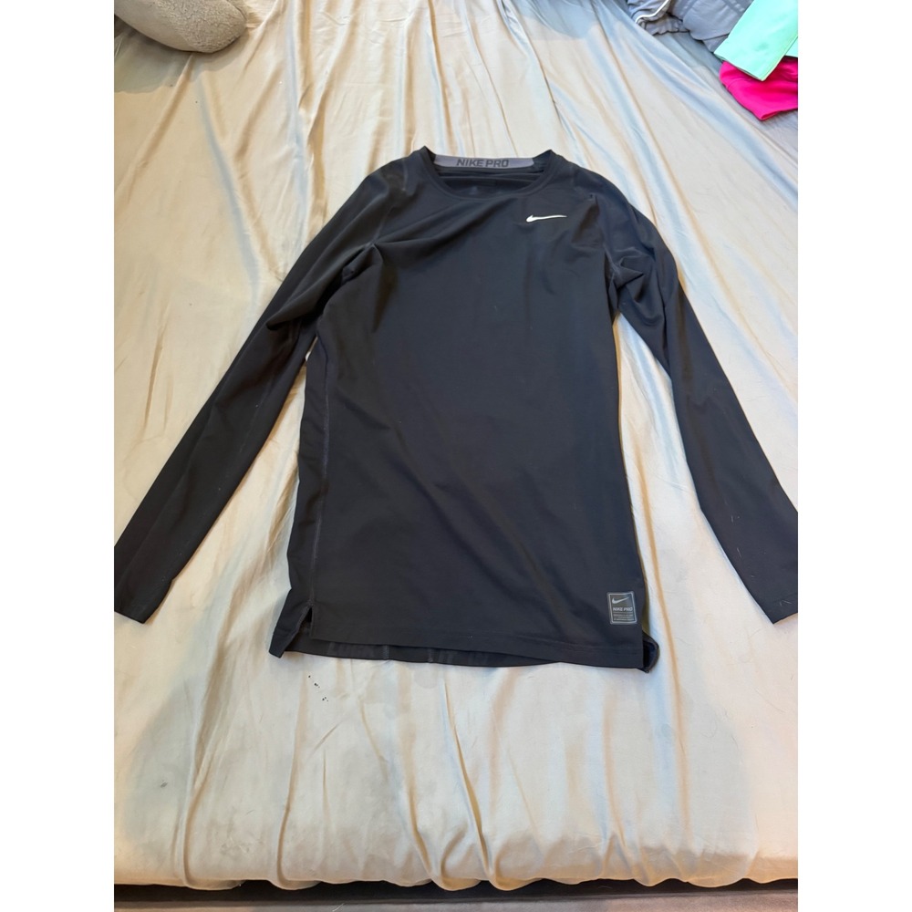 Nike Pro Dri-FIT Compression Shirt Womens Small Black Long Sleeve Training Top